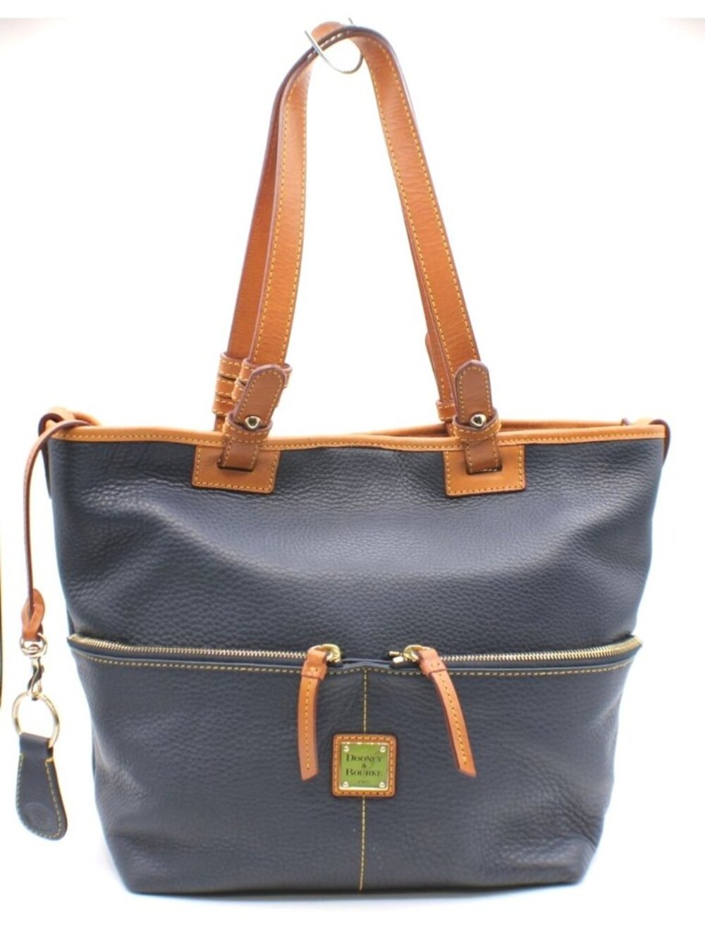 Dooney and Bourke Dillen Navy Pebble Leather Double Pocket Convertible Shopper